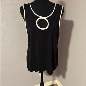 Kate Spade XL Black Sleeveless Top with White Trim